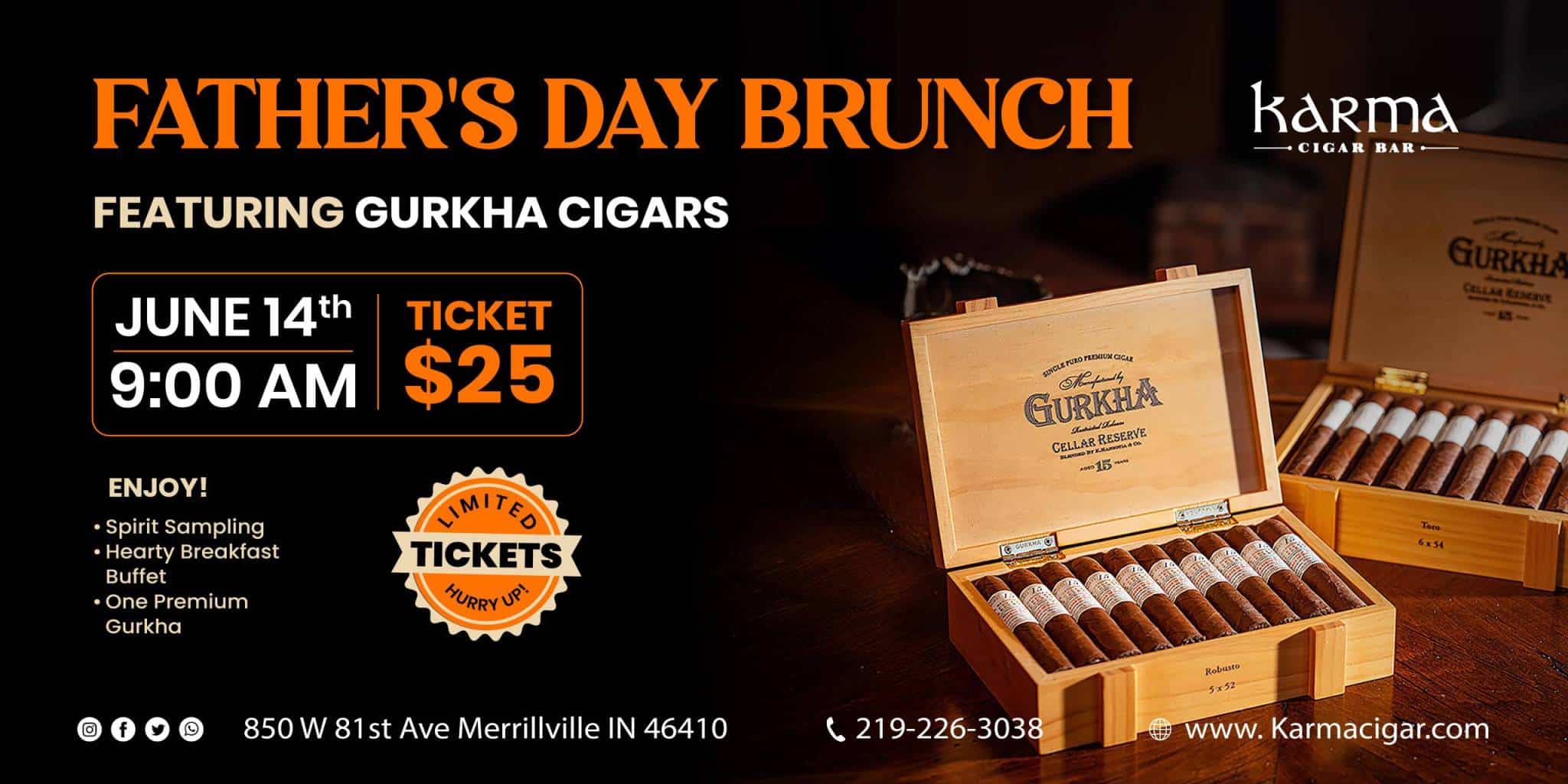 Father’s Day Brunch at Karma – Featuring Gurkha Cigars